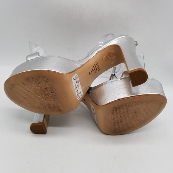 SCHUTZ Women Elyda Platform Heel Sandals Silver 8 - Picture 5 of 9